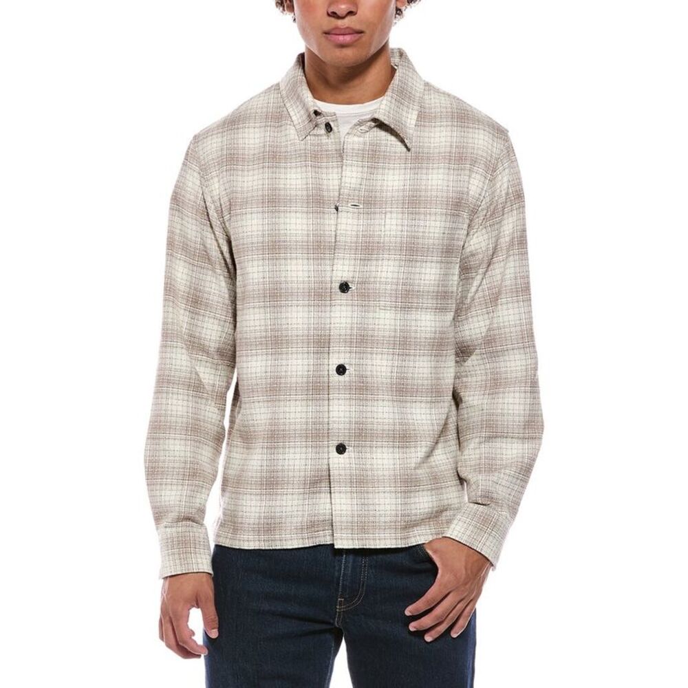 Theory Mens Textured Shirt, Brown